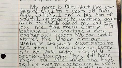 Carta de una pequeña fan del baloncesto a su ídolo.