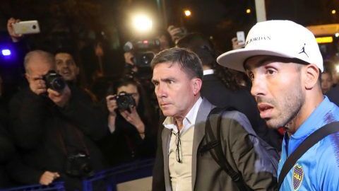 Carlos Tevez, delantero del Boca Juniors a su llegada a Madrid.