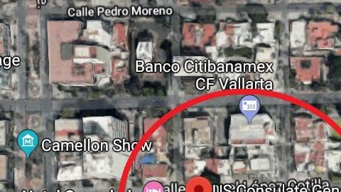 El Consulado de EEUU se ubica en la zona Centro de Guadalajara.
