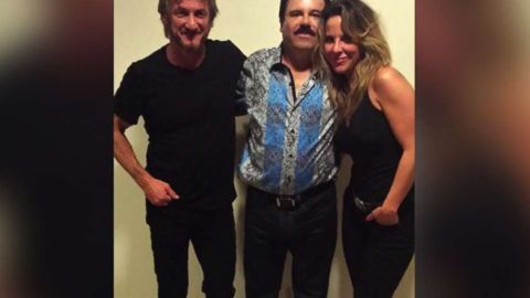 Sean Penn y Kate del Castillo en su encuentro con "El Chapo" Guzmán en 2015.