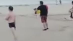 El cocodrilo le dio un gran susto a los turistas de Tayrona.
