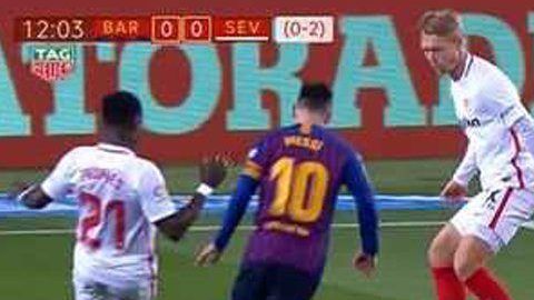 Lionel Messi provocó un penalti polémico ante el Sevilla.
