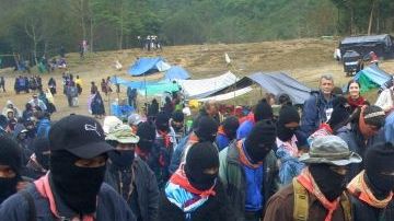 Uun grupo del Ejército Zapatista de Liberación Nacional (EZLN), en la zona montañosa de Chiapas.