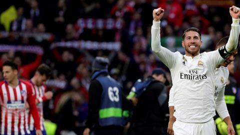 Sergio Ramos celebra el triunfo del Real Madrid sobre el Atlético de Madrid