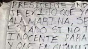 Narcomanta con una mensaje dirigido a AMLO.