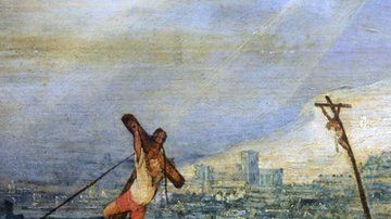 La copia de la Crucifixión, por Pieter Brueghel el Joven, está en Budapest.