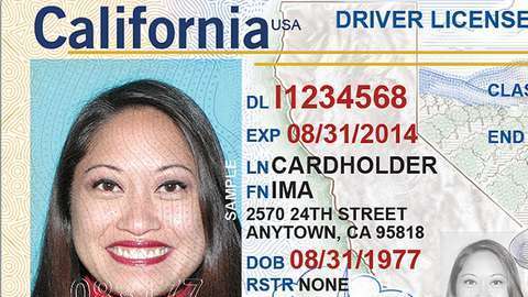 Ejemplo de licencia que es Real ID en California.
