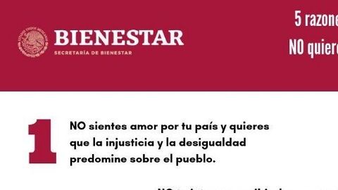 La Secretaría de Bienestar publicó el tuit el domingo.