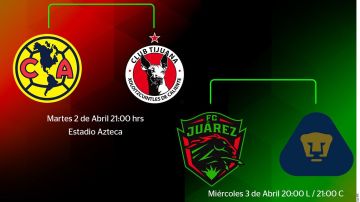 América recibe a Xolos y Pumas visita a FC Juárez, en las semifinales de la Copa MX