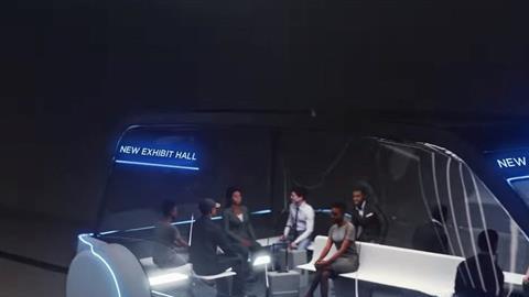 Fotografía cedida por Las Vegas News Bureau de la concepción artística de un vehículo eléctrico autónomo de alta velocidad (AEV) realizada por The Boring Company (TBC).