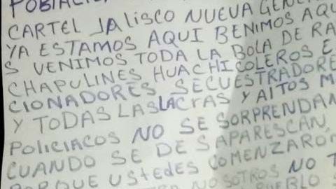 Mensaje dejado en la ciudad de Coatzacoalcos.
