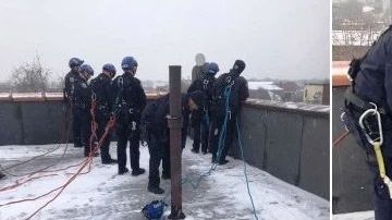 Rescate en la azotea del edificio