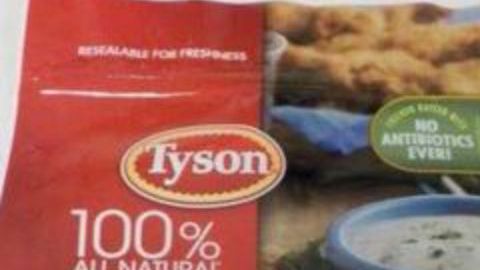 Estas imágenes de USDA muestran los paquetes retirados de tiras de pollo Tyson.
