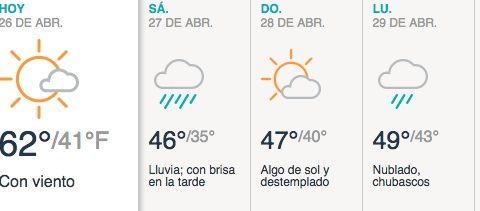 Mayormente soleado y con viento.