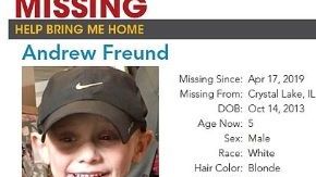 Andrew "AJ" Freund Jr. tiene 5 años de edad y está desaparecido desde el miércoles