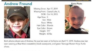 Andrew "AJ" Freund Jr. tiene 5 años de edad y está desaparecido desde el miércoles