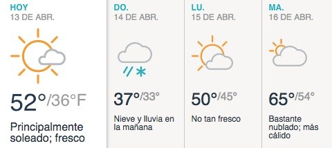 Principalmente soleado y fresco.