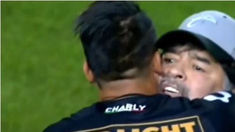 Diego Armando Maradona enloqueció en su festejo con Cristian Báez