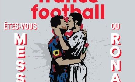 Un apasinado beso entre Messi y Cristiano Ronaldo fue la portada de la revista France Football