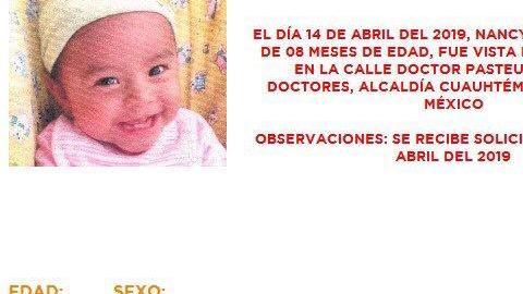 Niña desaparecida, se solicita ayuda para encontrarla