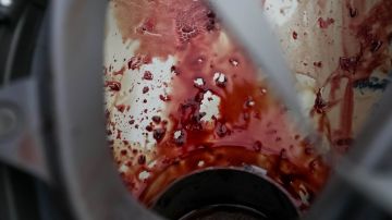 Mascara antigás salpicada con la sangre del periodista Gregory Jaimes, herido el 1 de mayo