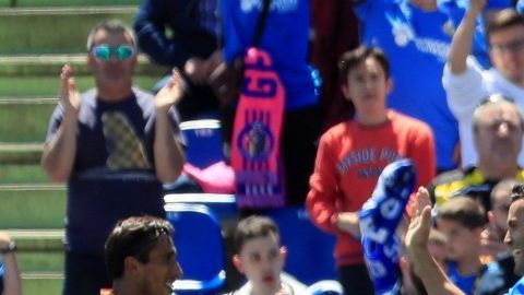 Los jugadores del Getafe celebran su segundo gol ante el Girona. La Liga se define.