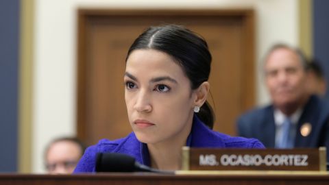 WASHINGTON, DC - APRIL 10: Rep. Alexandria Ocasio-Cortez (D-NY) listens during a House Financial Services Committee hearing  on April 10, 2019 in Washington, DC. Seven CEOs of the country’s largest banks were called to testify a decade after the global financial crisis.  (Photo by )