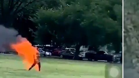 El sujeto se prendió fuego a unos pasos de la residencia oficial.