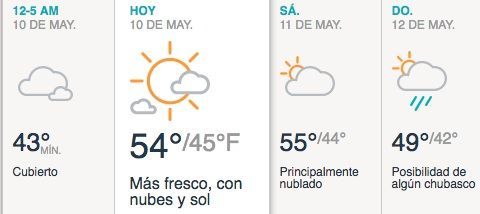 Parcialmente nublado y fresco.