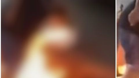 En medio de insultos, el hombre les prendió fuego a los venezolanos.