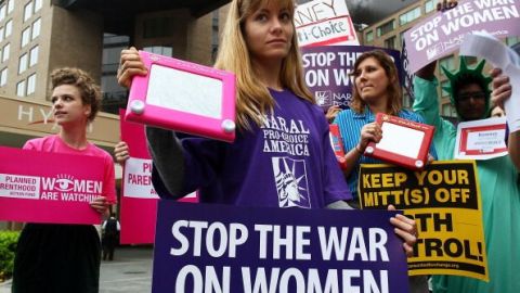 Reproductive Rights Activists Protest Outside Romney DC Fundraiser