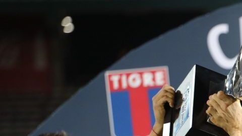 Los jugadores de Tigre celebran la victoria tras la final de la Copa de la Superliga Argentina frente a Boca Juniors.