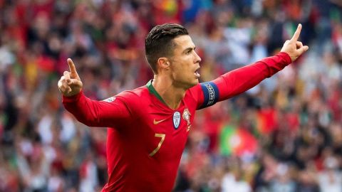 El portugués Cristiano Ronaldo celebra el pase a la final de la Liga de Naciones de la UEFA.