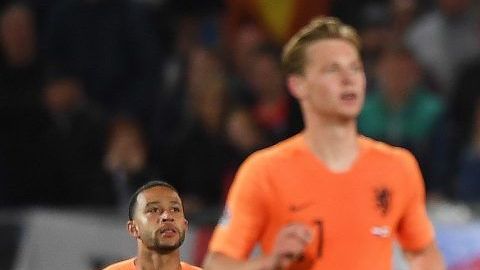 Quincy Promes celebra con Holanda el pase a la final de la Liga de Naciones de la UEFA.