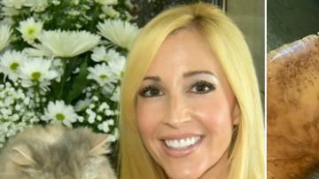 Ashley Bullerdick con el gato original y a la derecha el gato clonado.