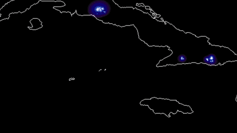 Este GIF muestra el destello de un asteroide en la atmósfera de la Tierra sobre el Mar Caribe el 22 de junio de 2019.
