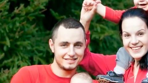 Margarita Grachyova con su ex marido, quien le cortó las manos con un hacha.