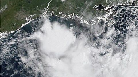 La tormenta Barry sobre el Golfo de México.