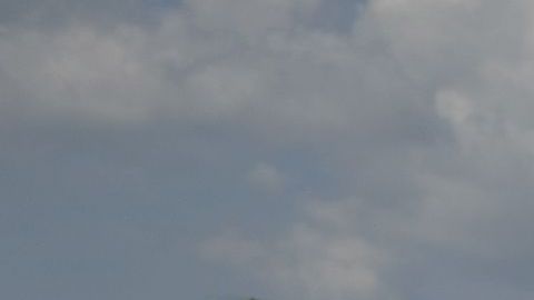 Una barrera de bolsas de arena a orillas del río Mississippi.