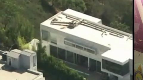 Imagen aérea captada por Sky5 de la orden de registro en Hollywood Hills e imagen de archivo publicada por el Alguacil del Condado de Los Ángeles.
