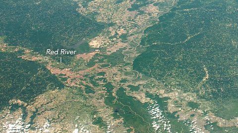 La vista del delta del  río Mississippi desde la Estación Espacial Internacional.