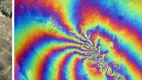 El mapa muestra el cambio de la superficie causado por los recientes terremotos.