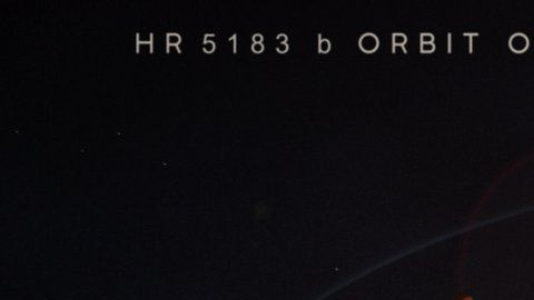 La ilustración compara la órbita excéntrica de HR 5183 b con las órbitas  de los planetas del sistema solar.