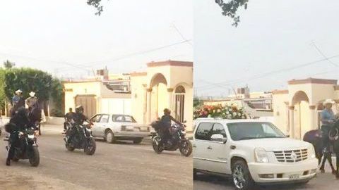 VIDEO: Con banda, cervezas, cabalgata y hasta policías, despiden a capo del narco asesinado