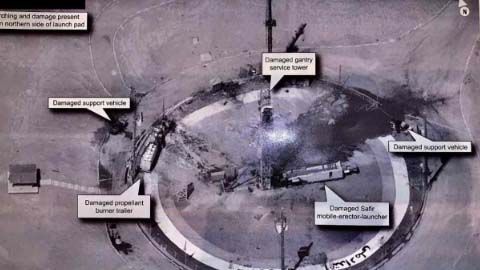 Imagen en alta resolución de una plataforma de lanzamiento iraní publicada por Trump.