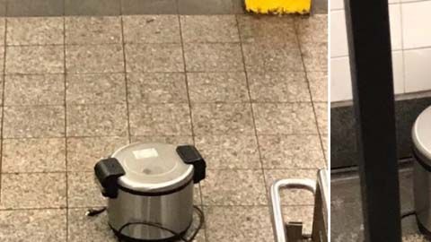 Las ollas de presión halladas en la estación de la calle Fulton en Manhattan.