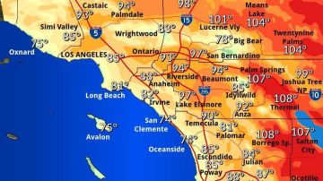Las temperaturas para este jueves en el sur de California estarán entre los 74 y los 107 grados F.