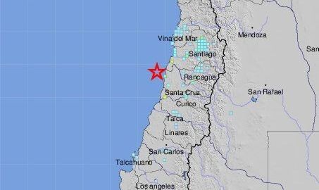 El sismo ocurrió a 59 millas al NE de San Antonio, en Valparaíso, Chile.