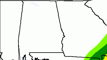 El mapa refleja las lluvias que el ciclón potencial 9 puede traer a Bahamas y Florida.