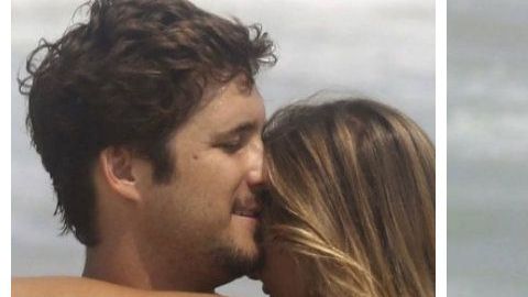 Diego Boneta y Mayté Rodríguez en la playa.